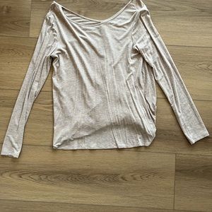 Express Neutral Long Sleeved Open Back Blouse (S)